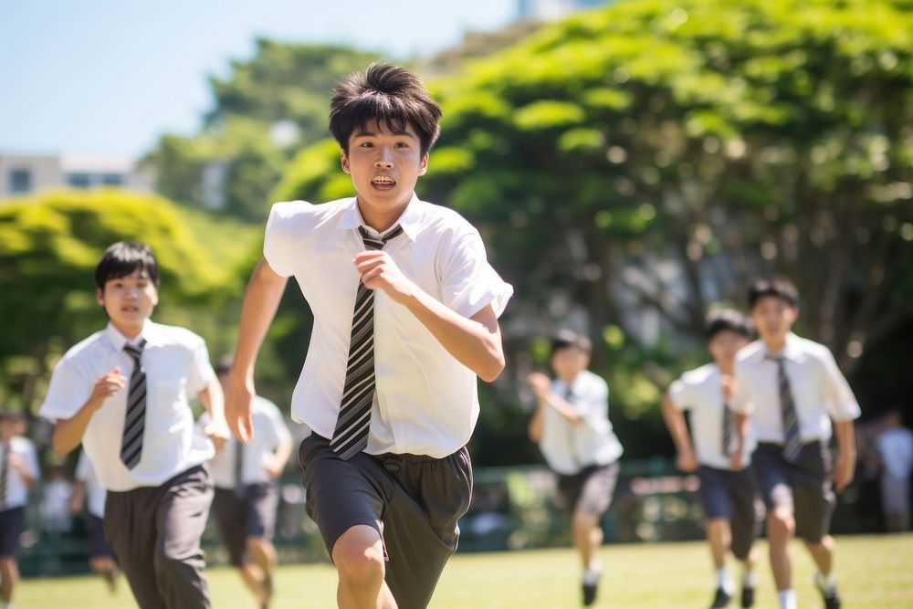 Japanese high school students sports child day.