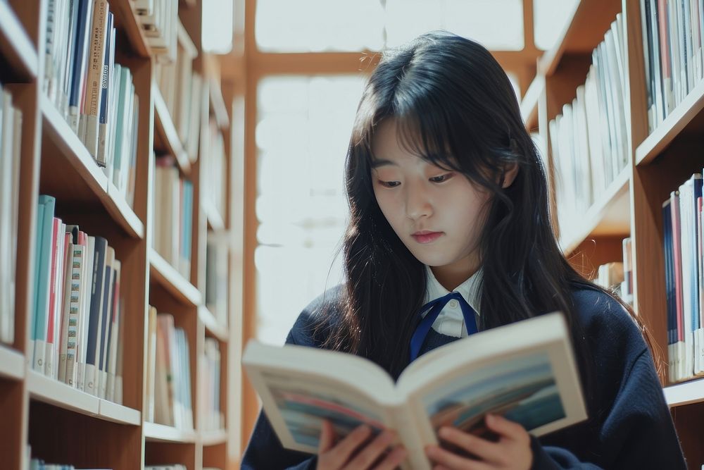 Korean high school student reading book publication.