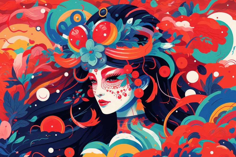 China festival painting art representation. | Free Photo Illustration ...