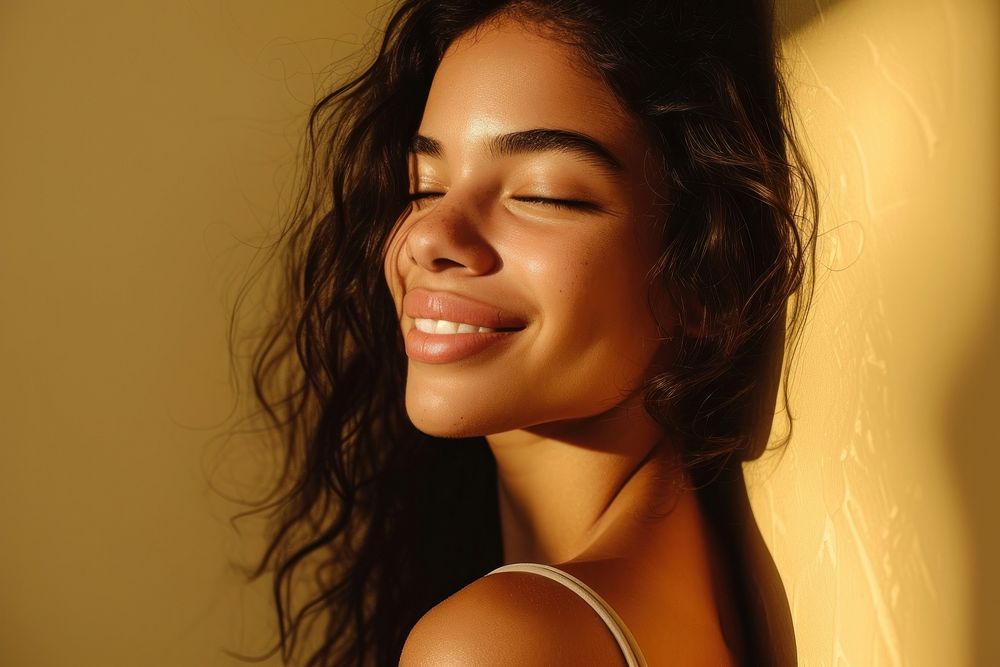 Latina Brazilian girl smile adult skin.