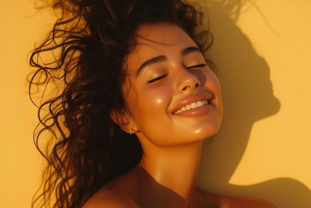 Latina Brazilian girl smile adult skin.