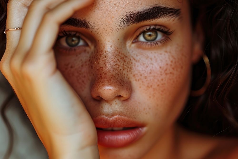 Latina Brazilian girl skin freckle adult.