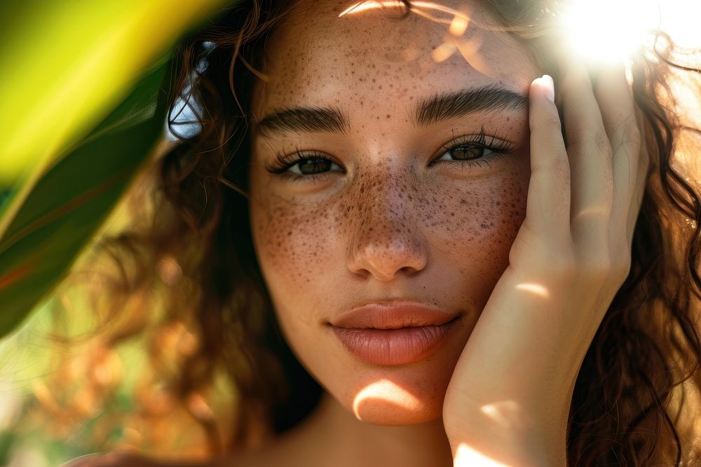Latina Brazilian girl freckle skin portrait.