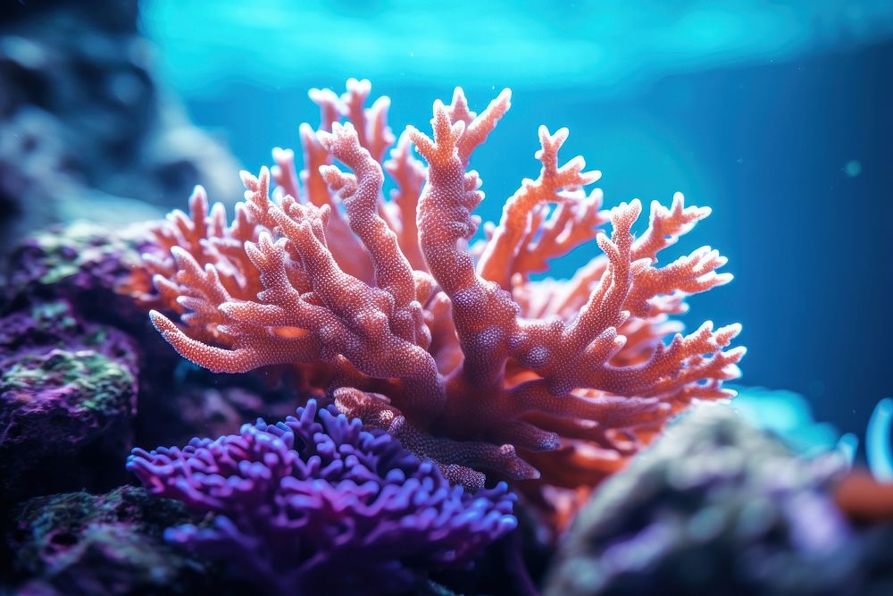 Healthy coral sea aquarium outdoors.