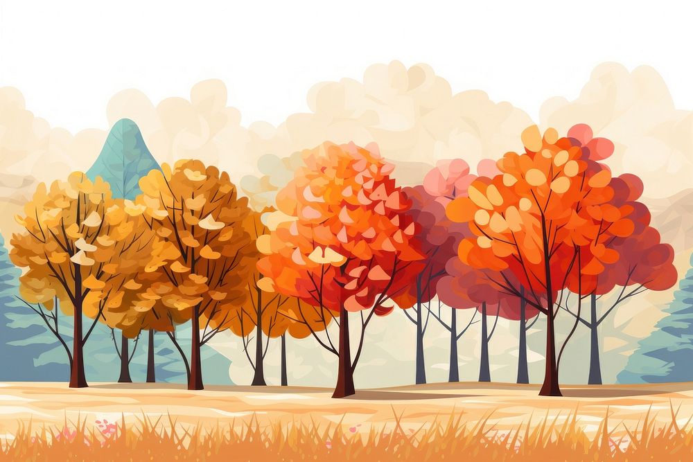 Colorful autumn trees outdoors painting nature.