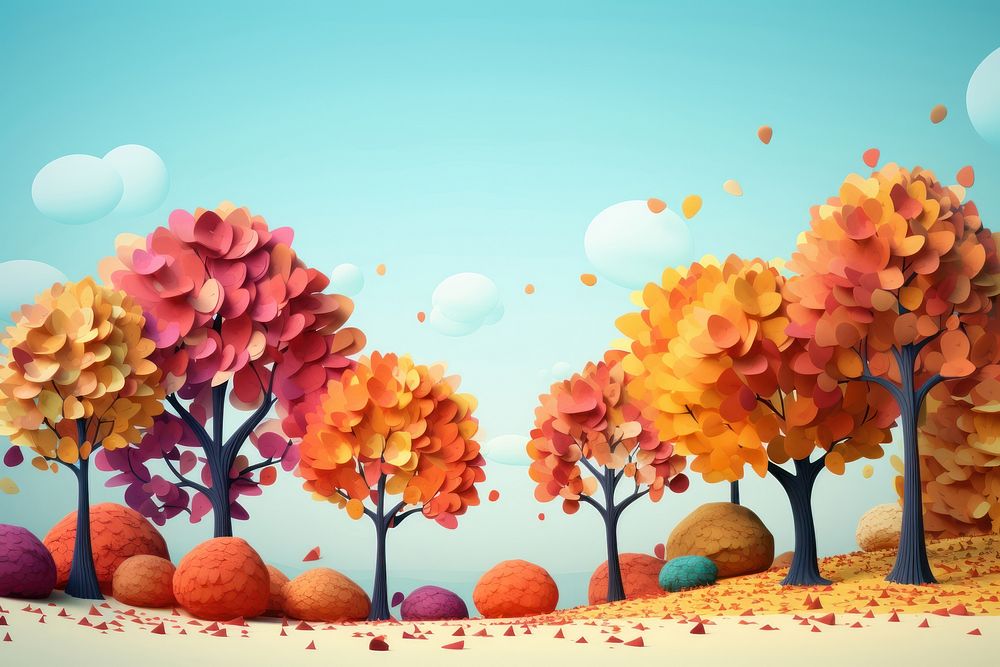 Colorful autumn trees outdoors nature plant.