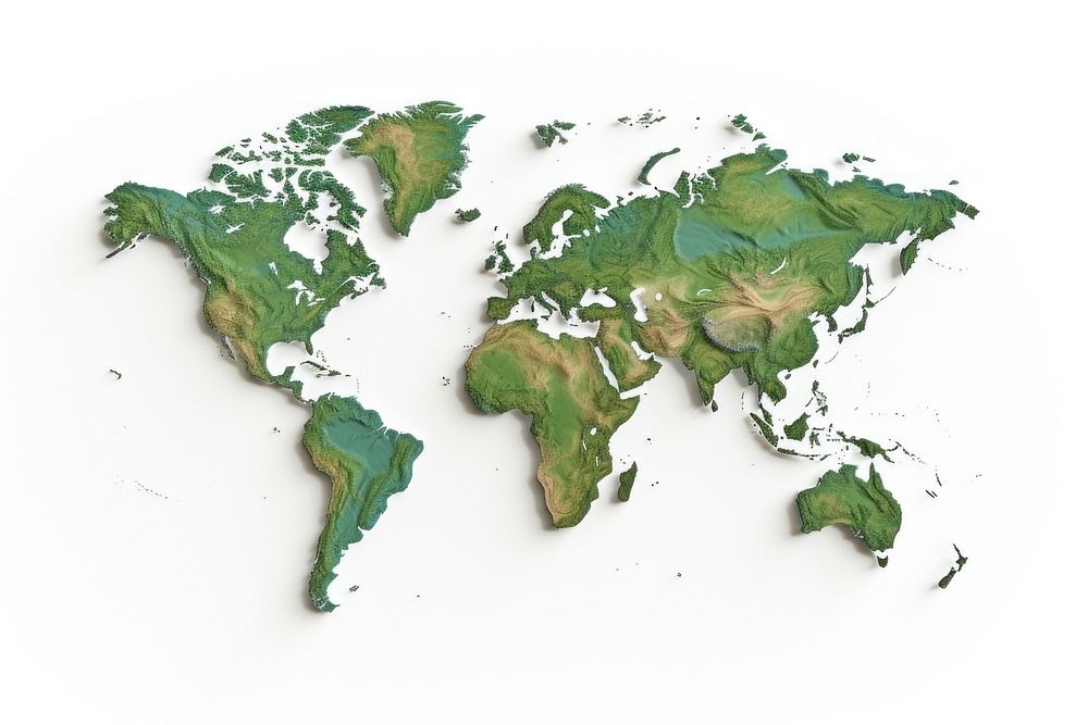 Earth map green white background topography. AI generated Image by rawpixel.