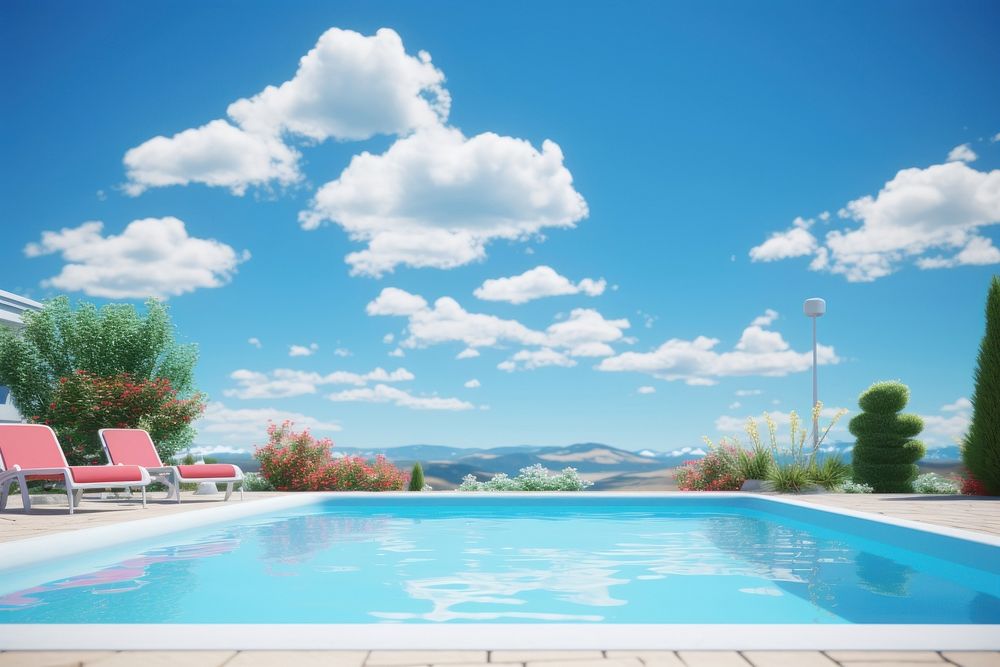 Swimming pool sky architecture outdoors. AI generated Image by rawpixel.