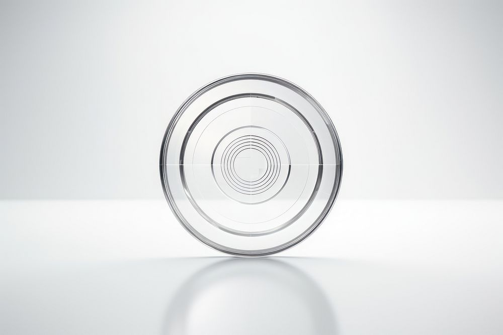 Coin icon transparent glass minimal technology lighting pattern.