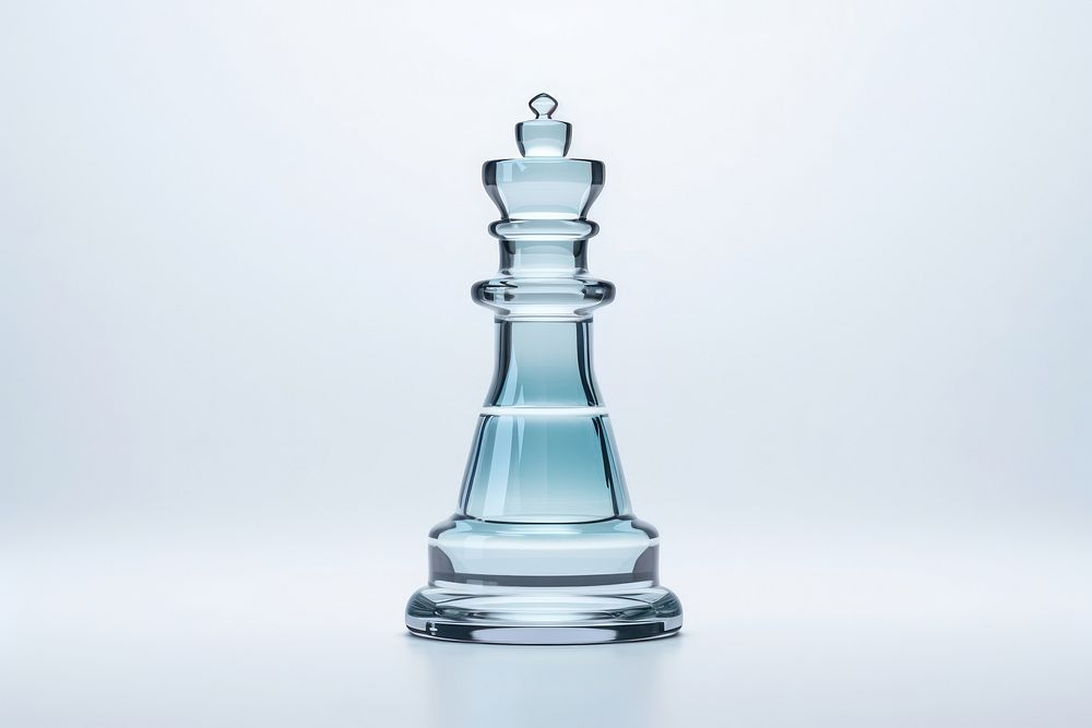 Chess king shape glass minimal white background simplicity chessboard.