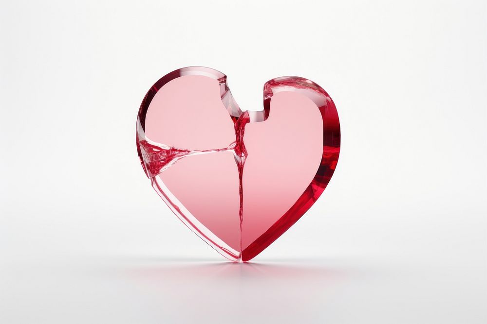 Broken heart icon glass minimal white background misfortune jewelry.