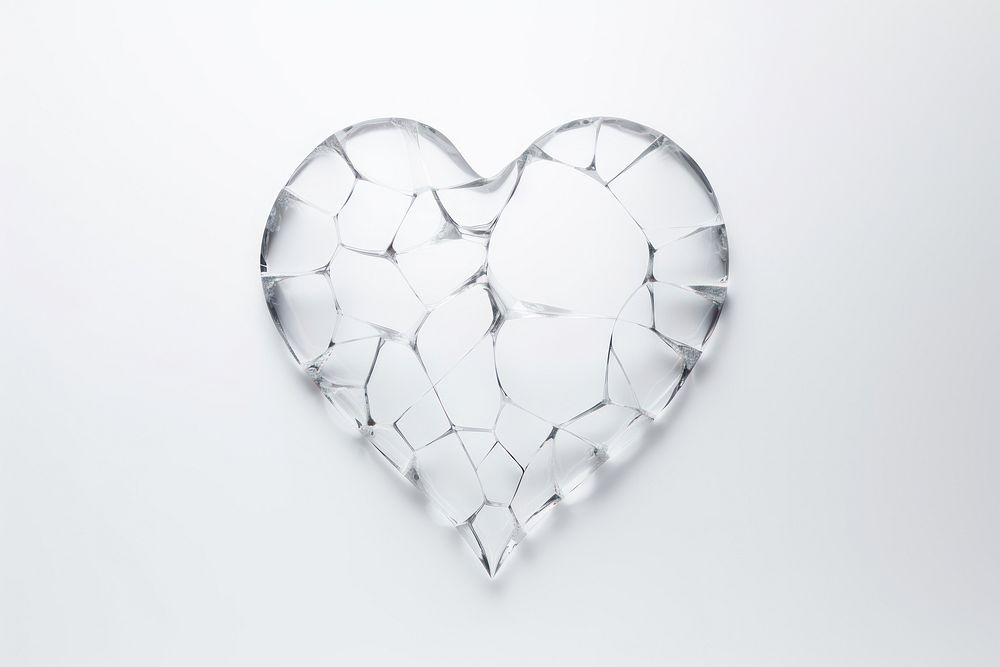 Broken heart white shape glass minimal backgrounds white background destruction.