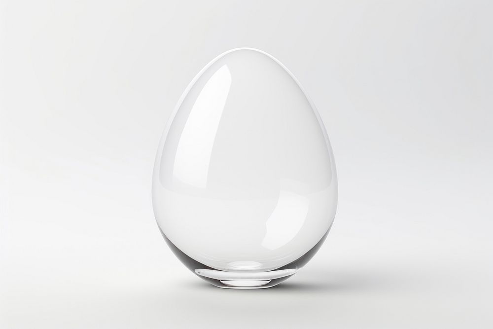 Egg shape glass sphere white vase.