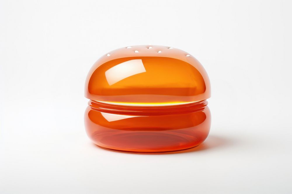 Hand Blown Glass hamburger shape toy white background observatory simplicity.