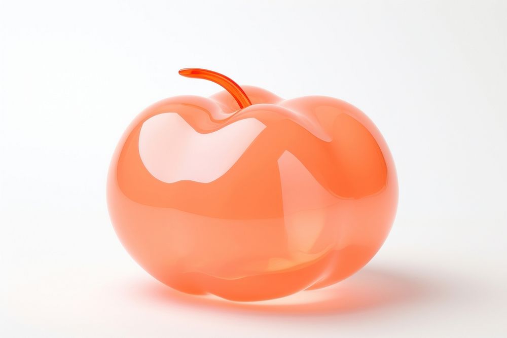 Peach shape apple food white background.
