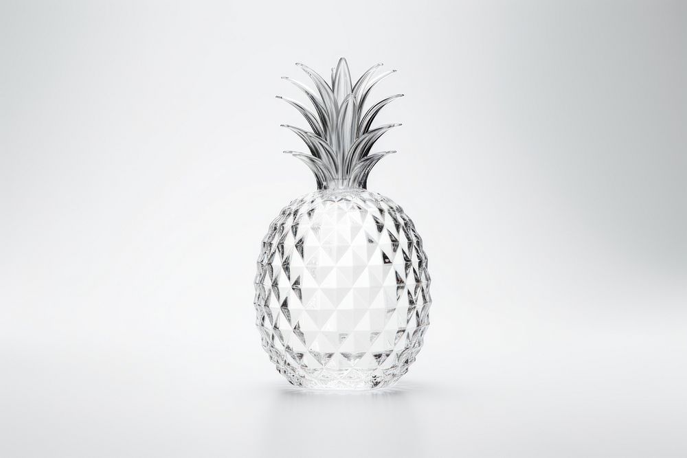 Pineapple shape glass minimal fruit plant white background.