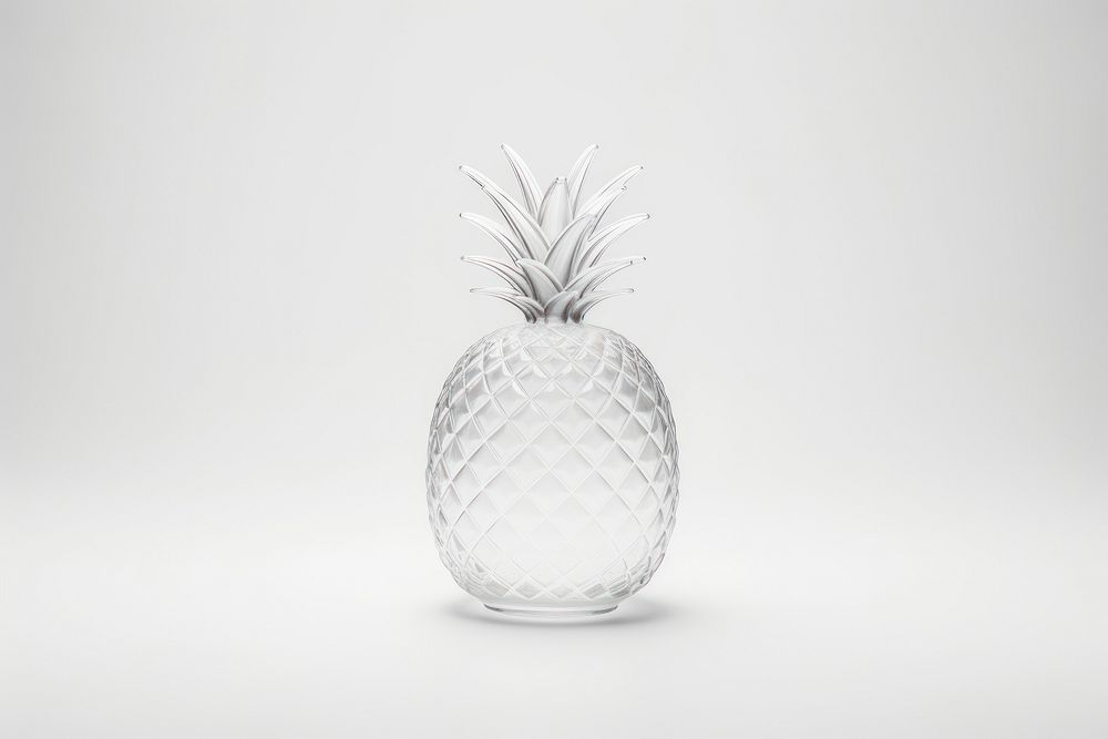 Pineapple white icon glass minimal fruit plant white background.