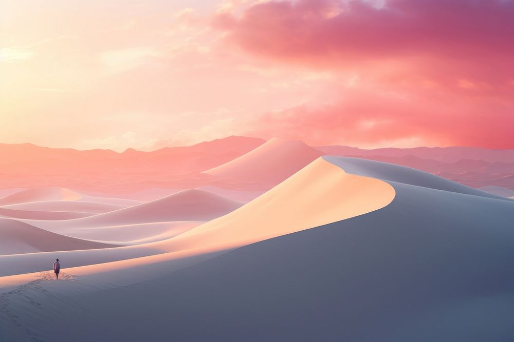  The white dunes at sunset on the desert nature landscape outdoors. AI generated Image by rawpixel.