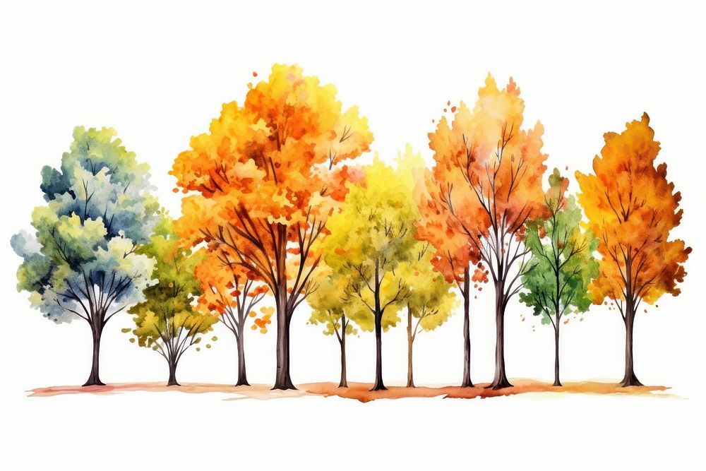 Colorful autumn trees outdoors painting nature.