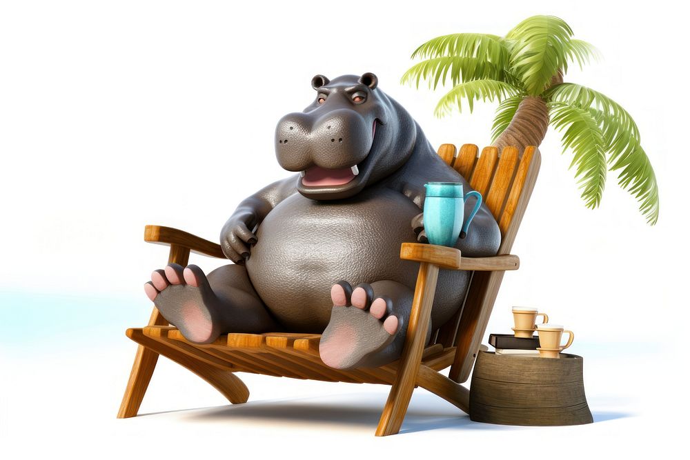 Hippopotamus furniture cartoon mammal.