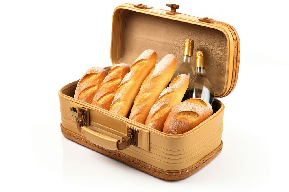 French bread suitcase food.