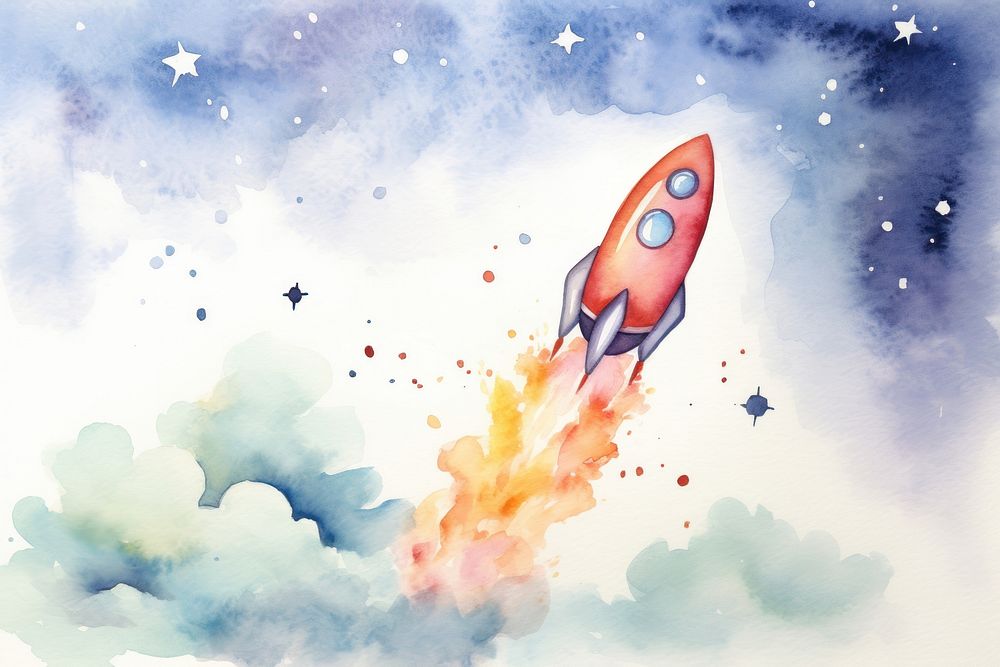  Planet outdoors painting rocket. AI generated Image by rawpixel.