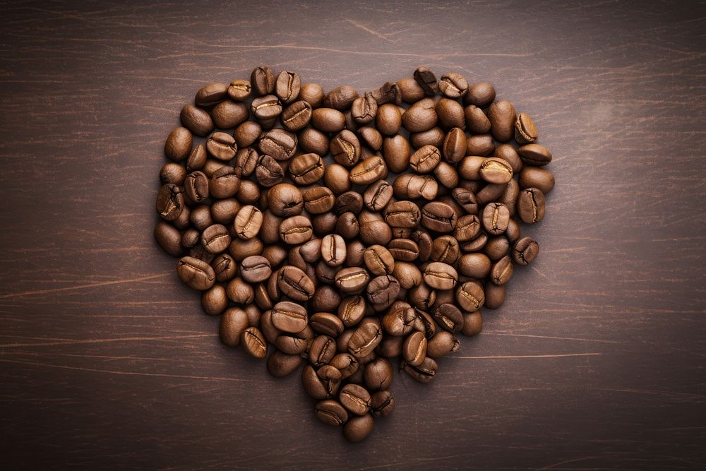 Coffee beans backgrounds heart shape refreshment.