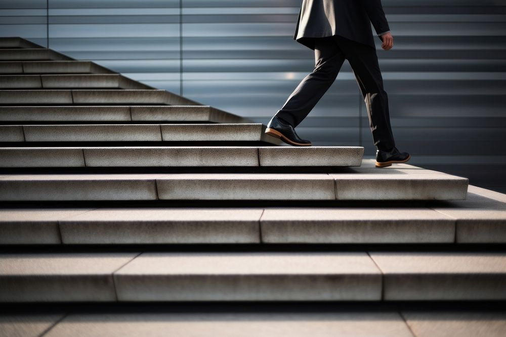 Walking architecture staircase footwear.