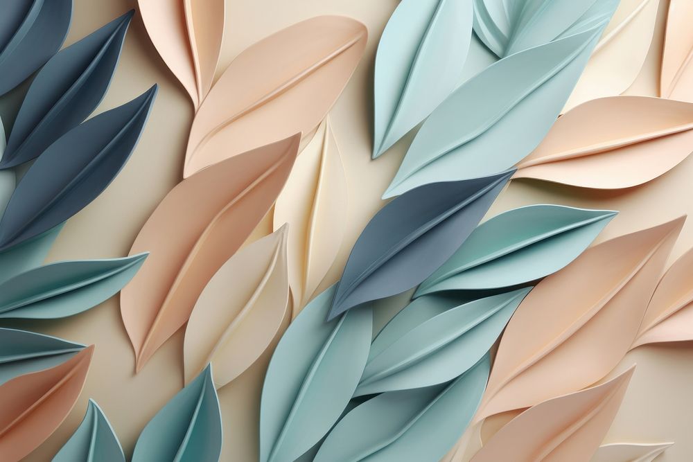 Pastel 3d leaf pattern paper art.