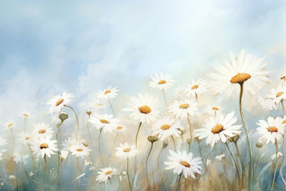  Daisy flowers backgrounds landscape outdoors. AI generated Image by rawpixel.