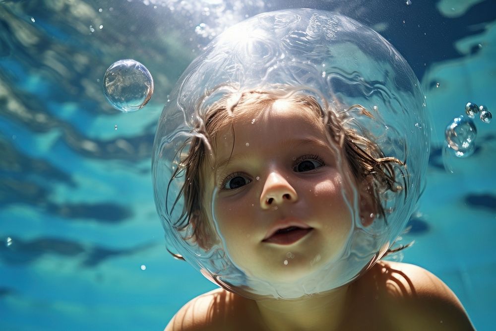 Pool underwater swimming portrait.
