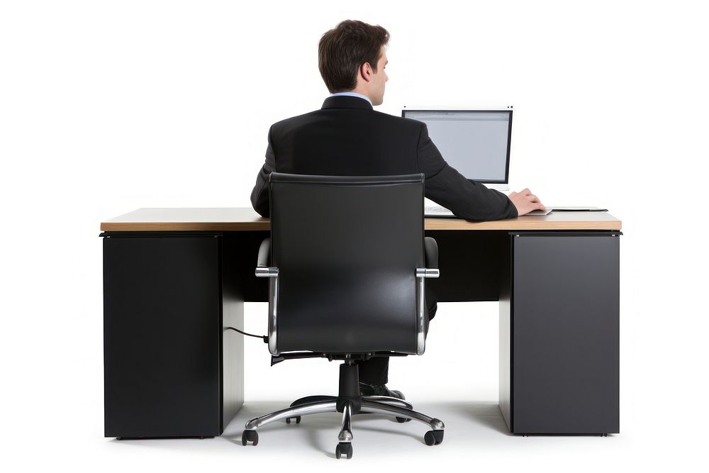 Businessman computer desk furniture.