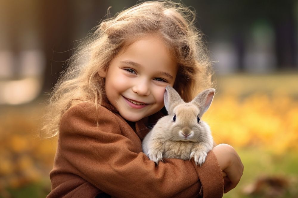 Hugging a rabbit portrait animal mammal.