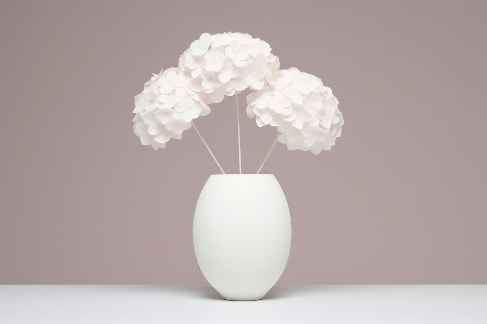Hydrangea flowers houseplant vase lamp centrepiece. AI generated Image by rawpixel.