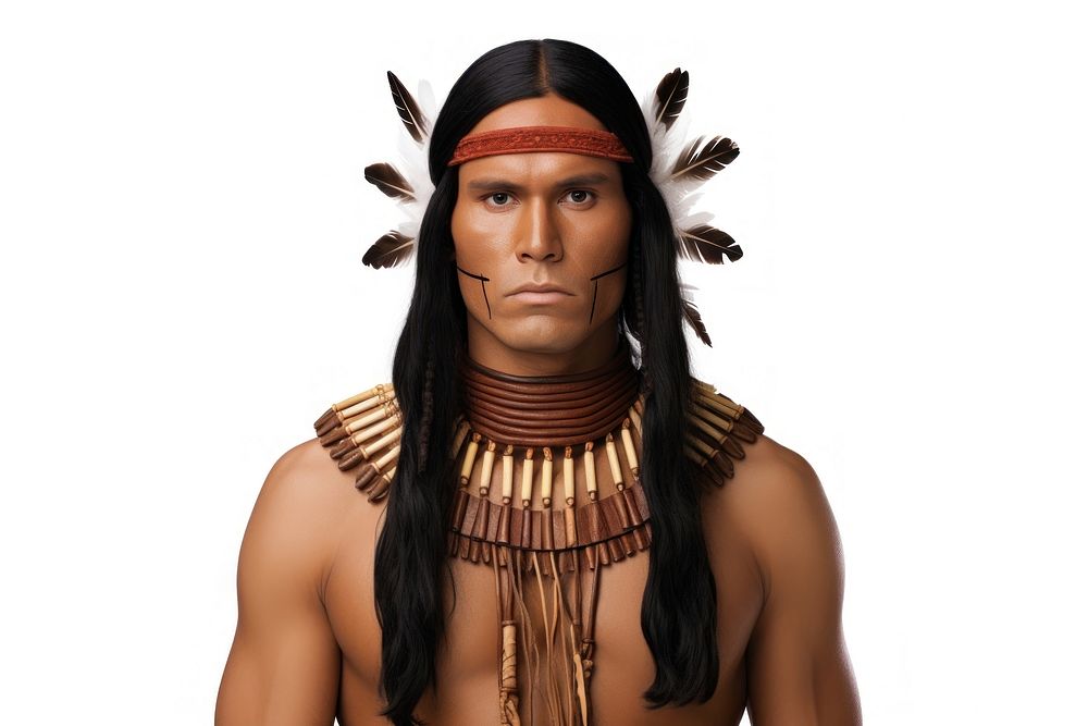 Native american adult white background hairstyle. AI generated Image by rawpixel.
