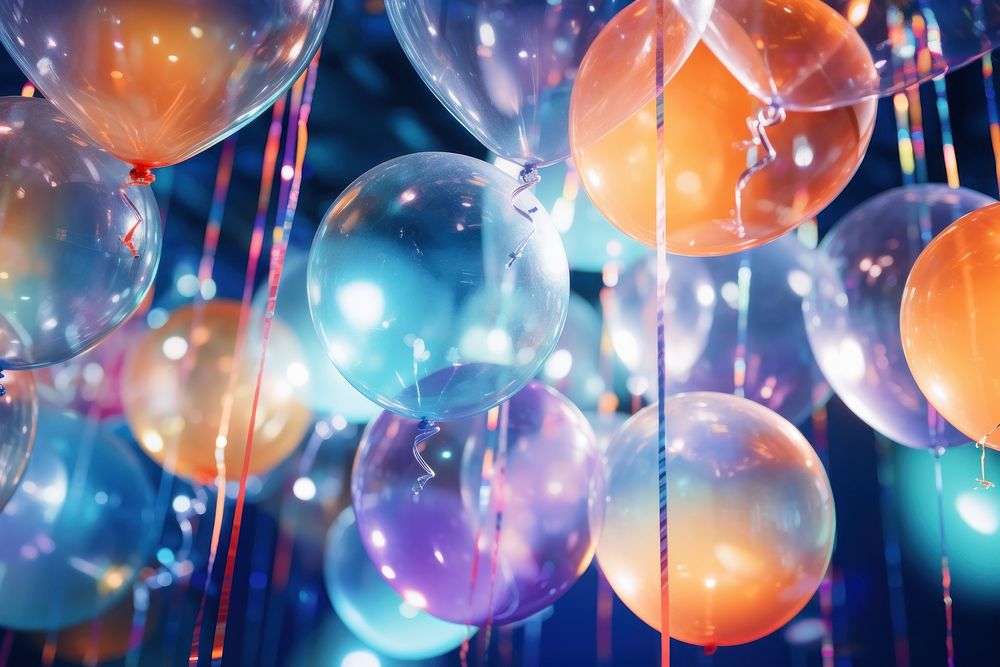  Neon light ballon party background backgrounds balloon sphere. AI generated Image by rawpixel.