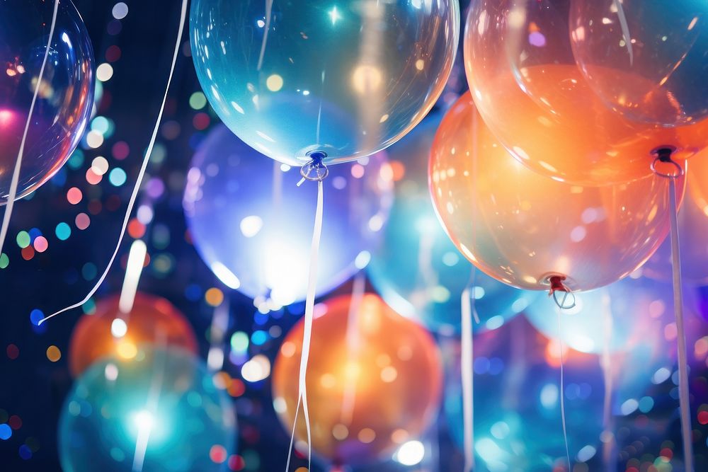  Neon light ballon party background backgrounds balloon illuminated. AI generated Image by rawpixel.