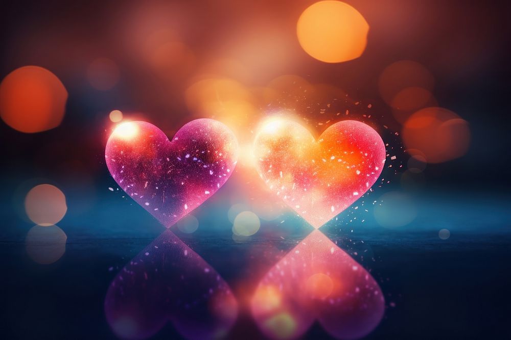  Heart light flares blurry clean background night illuminated celebration. AI generated Image by rawpixel.