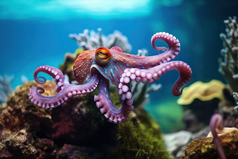 Octopus outdoors swimming animal.
