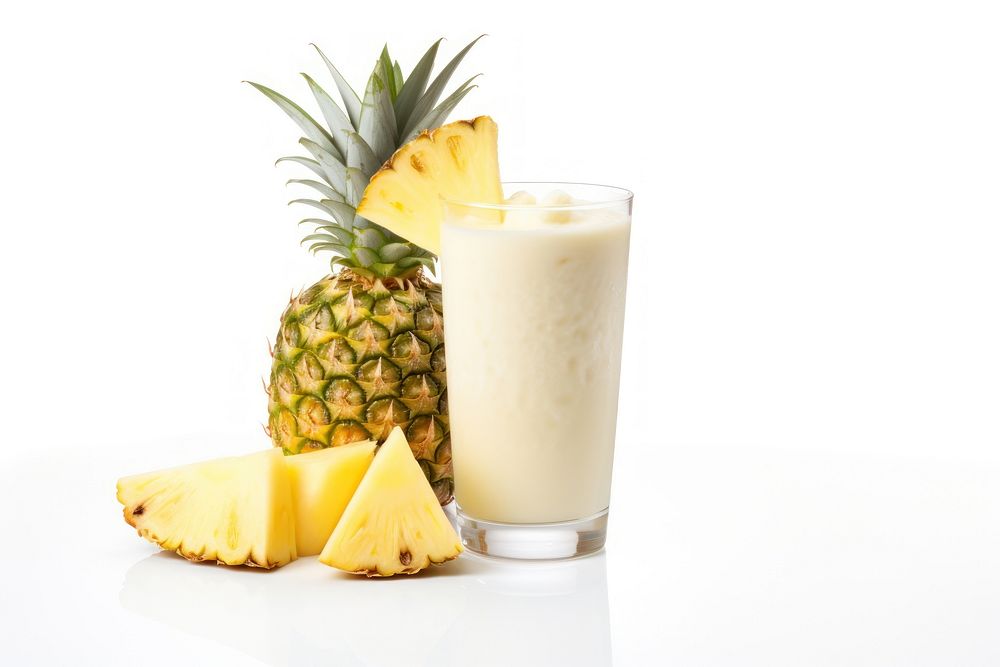 Pineapple slice fruit drink glass.