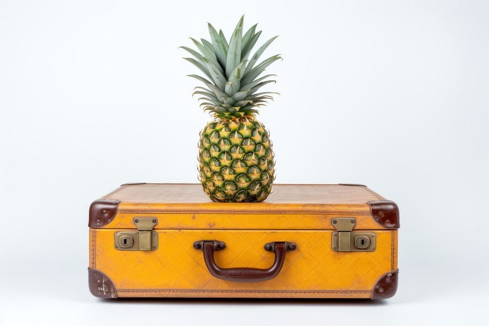 Pineapple suitcase travel fruit.