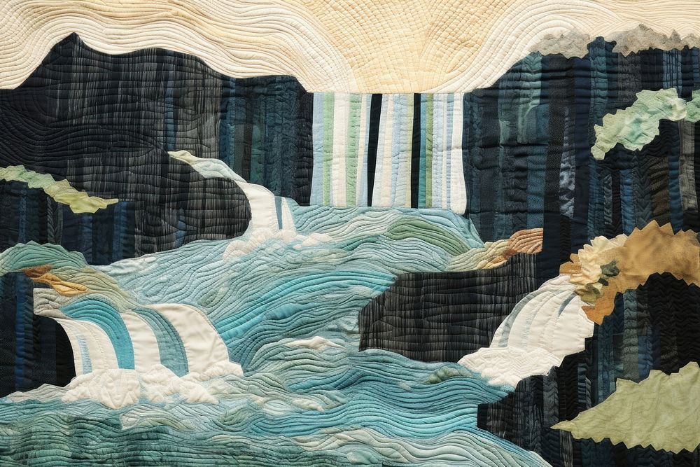 Waterfall pattern quilt art.