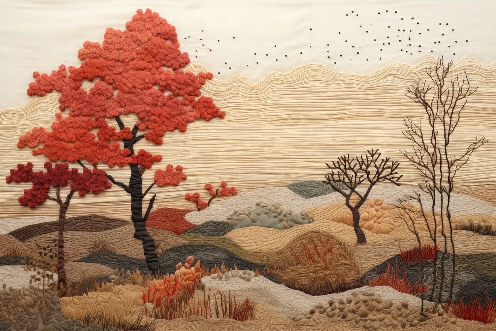 Autumn landscape painting tapestry.