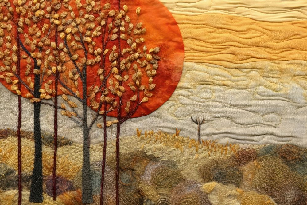 Autumn trees painting autumn land.