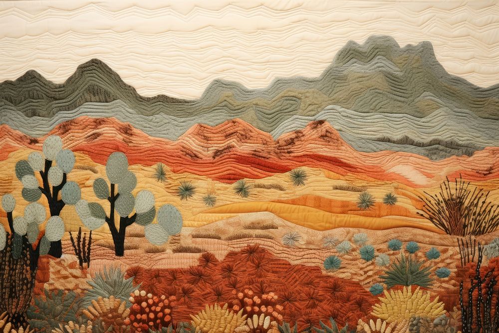 Desert landscape painting tapestry.