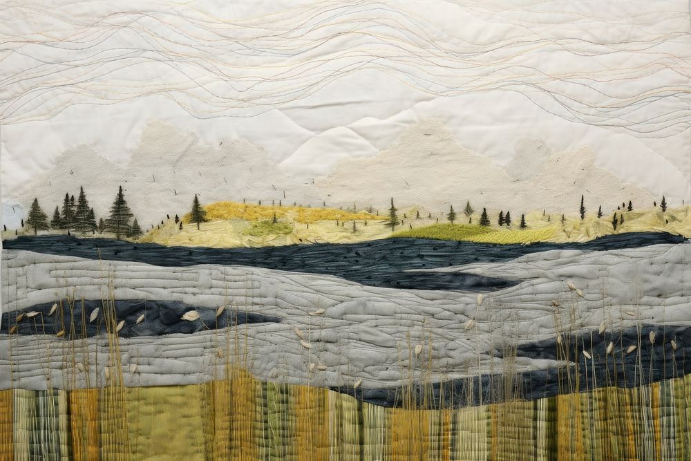 Lake on heaven landscape painting quilt.