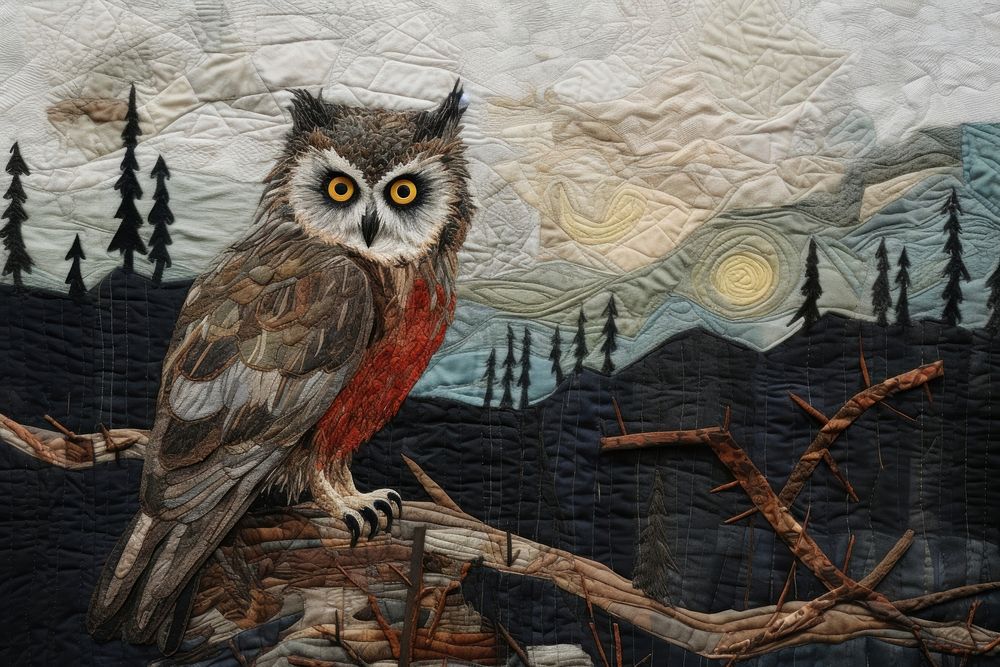 Owl in home painting animal bird.