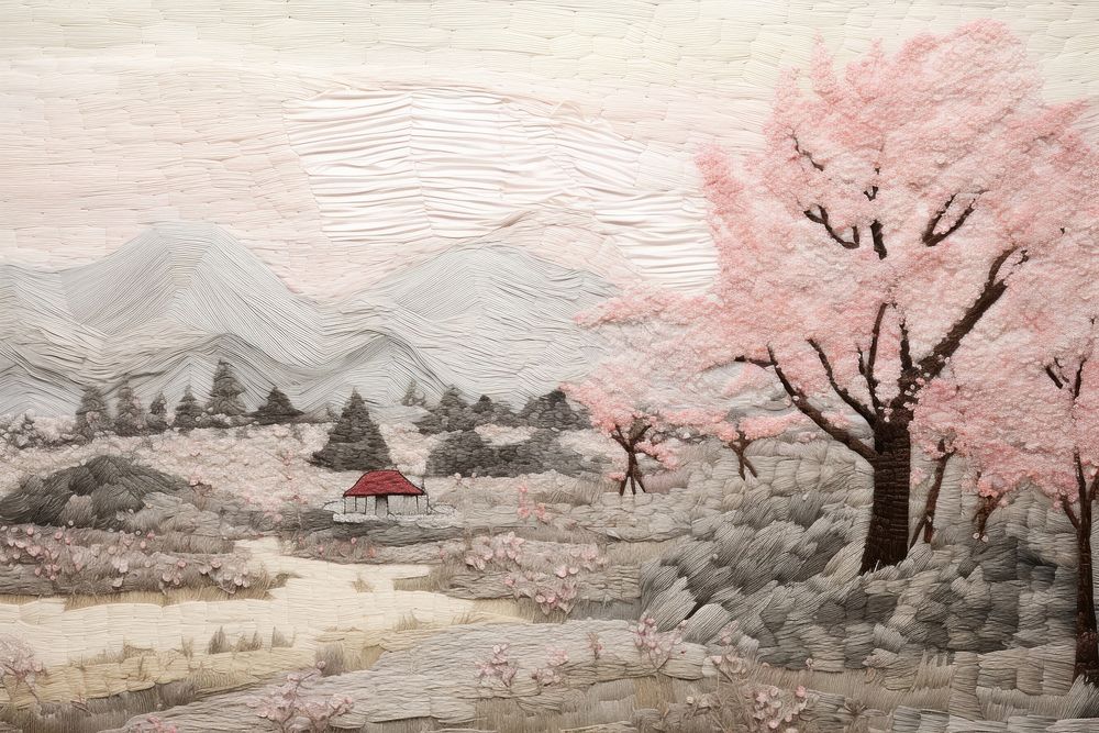 Sakura bliss landscape painting drawing.