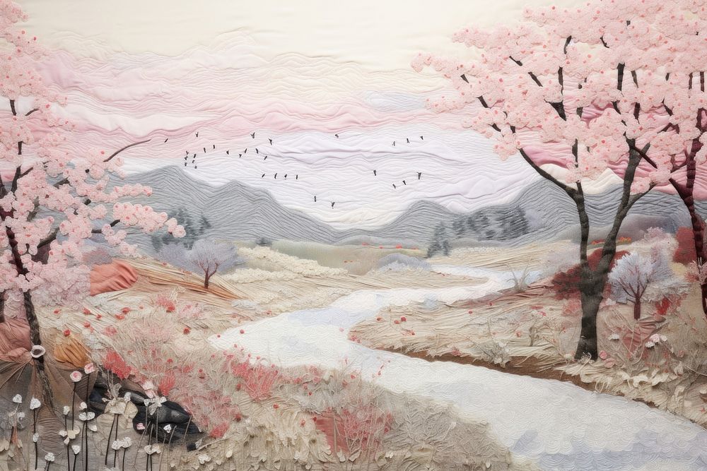 Sakura bliss landscape painting plant.