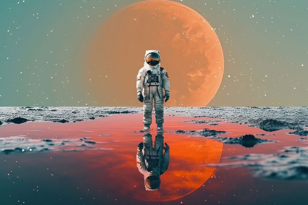  An astronaut astronomy space moon. AI generated Image by rawpixel.
